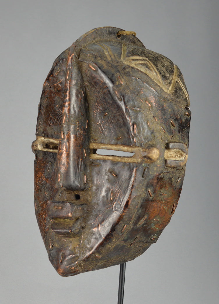 SOLD / SOLD! MC1576 Mask covered with copper LWALWA Lwalu Mask Congo DRC